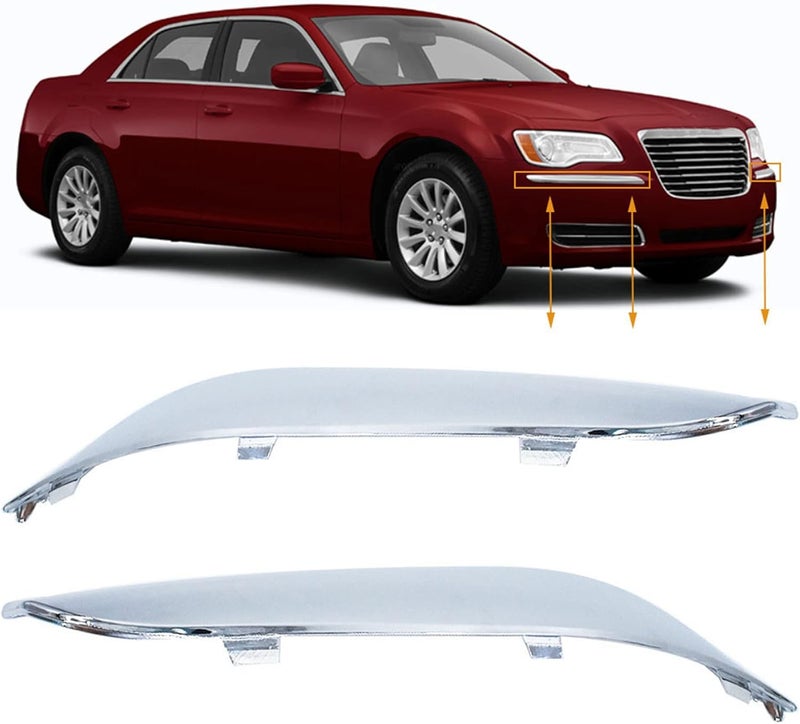 Genrics Front Bumper Molding Chrome Trim LH & RH Set Replacement for 300 2011-2014 - Image 1